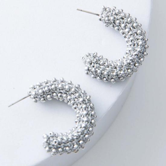  누데이 컬렉션 이어링 눈데이 컬렉션 크롬 크로셰 후프 귀걸이