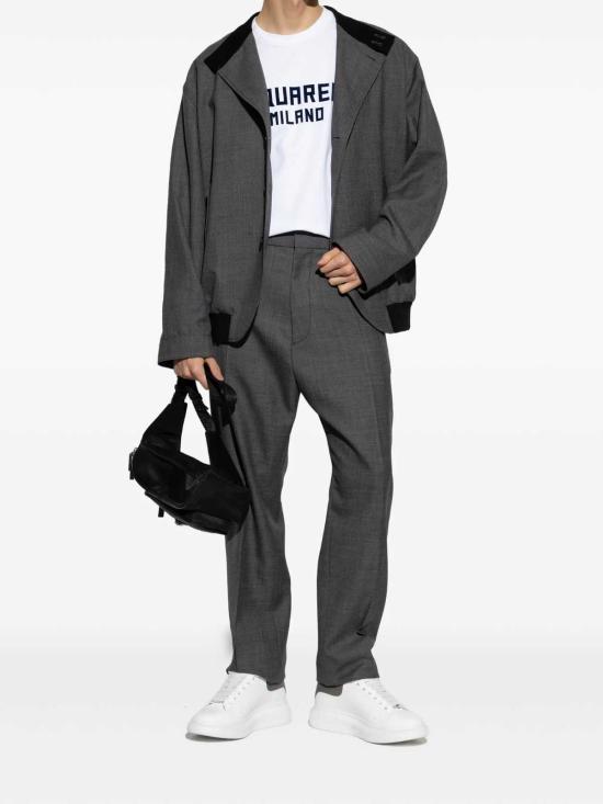  디스퀘어드2 반팔 티셔츠 Dsquared2 코튼 티셔츠 화이트/다크 네이비 프린트 - DSQUARED2