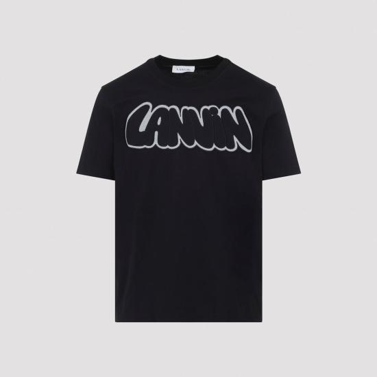  랑방 반팔 티셔츠 자수 로고 티셔츠 블랙 - LANVIN
