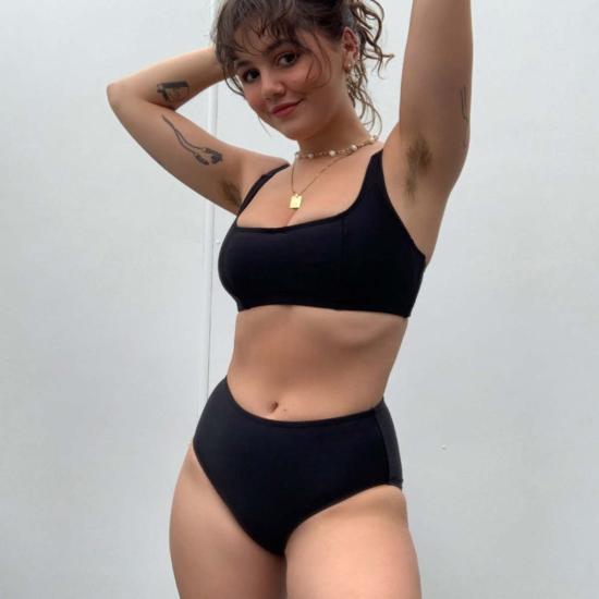  RAQ 비키니 수영복 Raq 하이웨이스트 풀 비키니 하의 블랙 - OTHER BRANDS