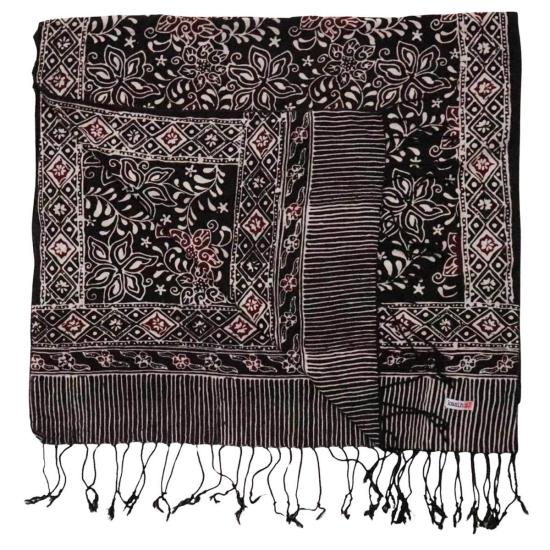  Kasih Coop 머플러/스카프 핸드 염색 바틱 스카프 블랙 레드 - OTHER BRANDS