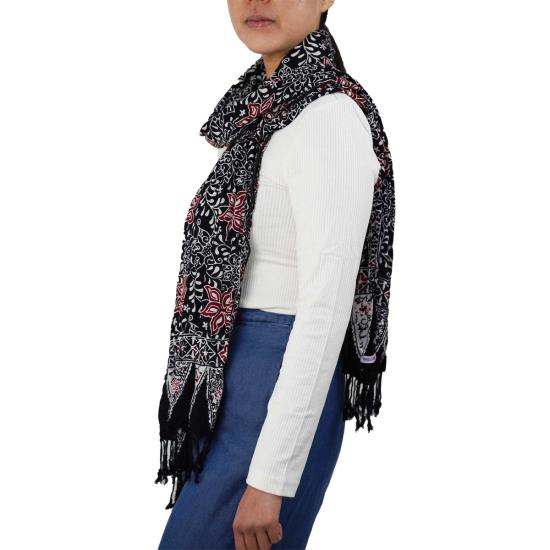  Kasih Coop 머플러/스카프 핸드 염색 바틱 스카프 블랙 레드 - OTHER BRANDS