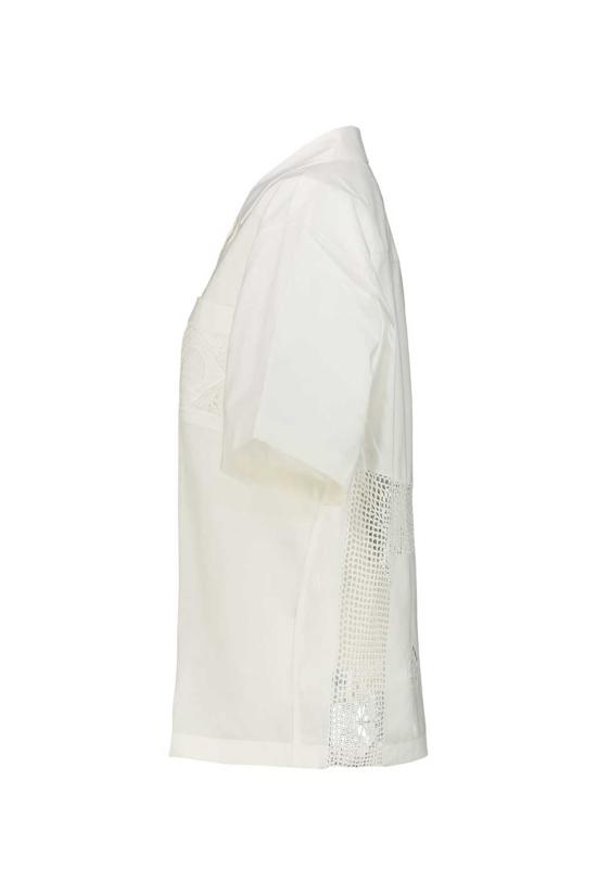  마린세르 반팔 티셔츠 마린 세르 볼링 셔츠, 재생 가정용 린넨 소재, 오프 화이트 색상 - MARINE SERRE