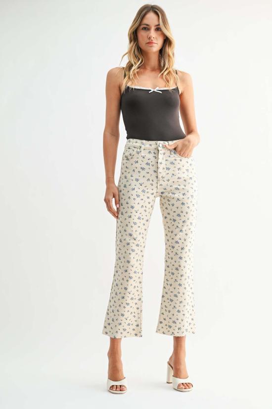  저스트 블랙 데님 데님 팬츠 크롭 데미 플레어 팬츠 - JUST BLACK DENIM