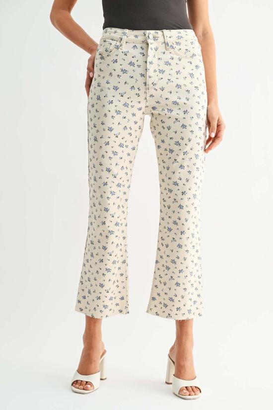  저스트 블랙 데님 데님 팬츠 크롭 데미 플레어 팬츠 - JUST BLACK DENIM