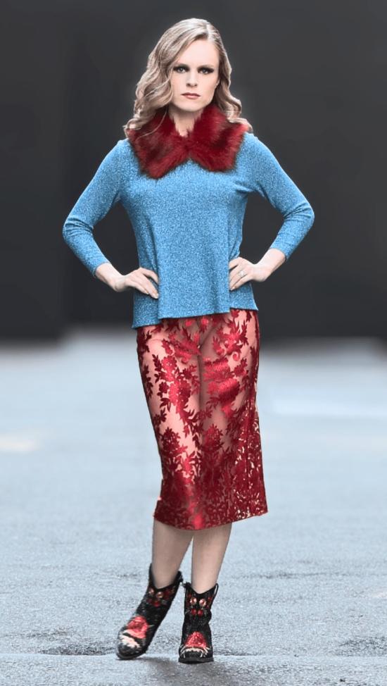  린제이 니콜라스 뉴욕 머플러/스카프 린지 니콜라스 뉴욕 레드 인조 모피 칼라 - LINDSAY NICHOLAS NEW YORK