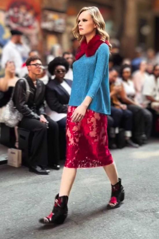  린제이 니콜라스 뉴욕 머플러/스카프 린지 니콜라스 뉴욕 레드 인조 모피 칼라 - LINDSAY NICHOLAS NEW YORK