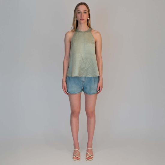  알리지 블라우스 알리시 블러드 새틴 탑 - ALYSI