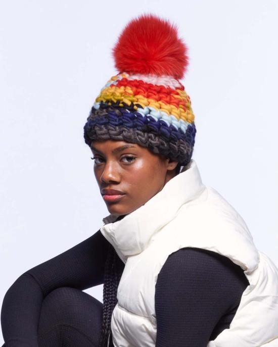  Mischa Lampert 모자 미샤 램퍼트 뉴 레인보우 스크램블 비니 + 토마토 XL 폼