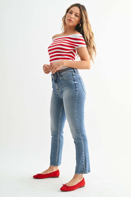  저스트 블랙 데님 데님 팬츠 크롭 펜슬 진 미디엄 데님 - JUST BLACK DENIM