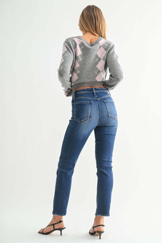  저스트 블랙 데님 데님 팬츠 크롭 펜슬 진 미디엄 데님 - JUST BLACK DENIM