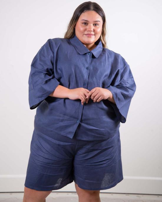  Sønderhaus 라운지 웨어 리넨 세트 네이비