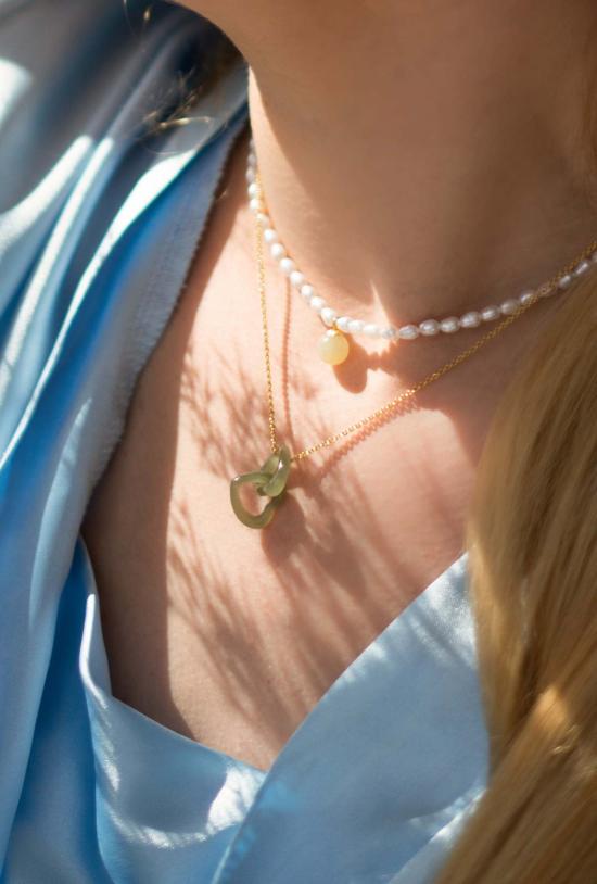  세레 목걸이/팬던트 세리 하트 인터로킹 제이드 펜던트 목걸이 골드/그린 - SEREE