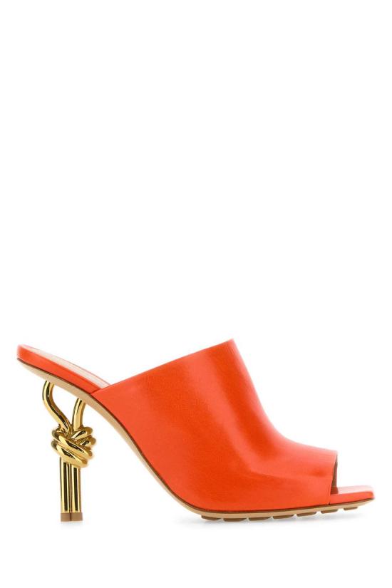  보테가베네타 뮬/슬리퍼 보테가 베네타 나파 가죽 매듭 뮬 뉴오렌지