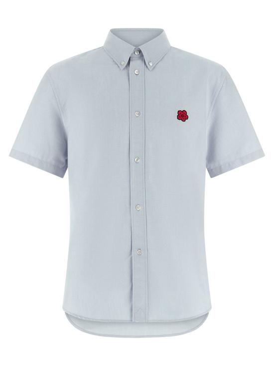  겐조 반팔 셔츠 보케 플라워 크레스트 셔츠 라이트 블루