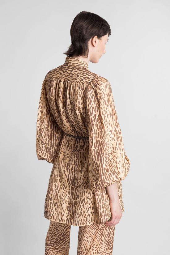  짐머만 미디 원피스 Animalier 리넨 드레스를 입은 Zimmermann Animalier - ZIMMERMANN