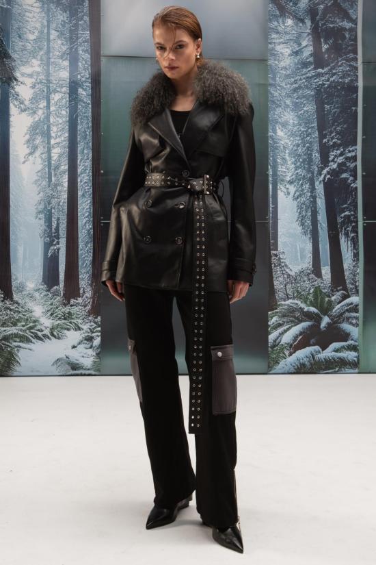  FANG NYC 트렌치 코트 팡 NYC 인조 가죽 웨이브  블랙 - OTHER BRANDS