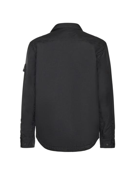 스톤 아일랜드 긴팔 셔츠 로고가 새겨진 나일론 오버 블랙 - STONE ISLAND