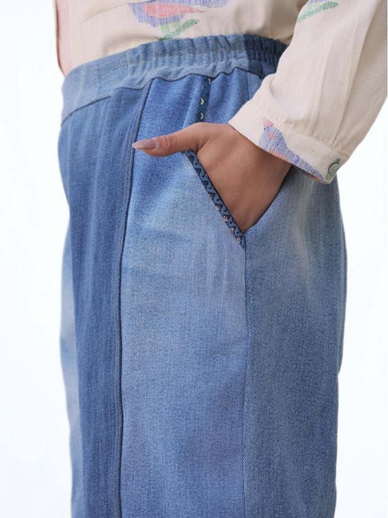  이키비 데님 팬츠 히카리 팬츠 블루 - IKKIVI