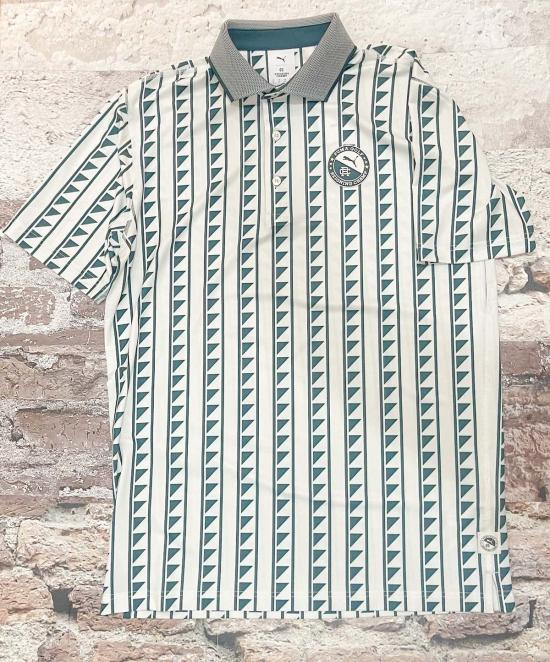  레이닝 챔프 폴로 티셔츠 현 챔피언 푸마 X RC 폴로 웜 화이트/그린 테레인