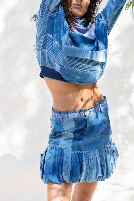  아바카시 숏 스커트 버블 헴 미니 스커트