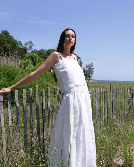  어니스트 코튼 민소매 티셔츠 솔라나 린넨 탱크탑 - HONEST COTTON