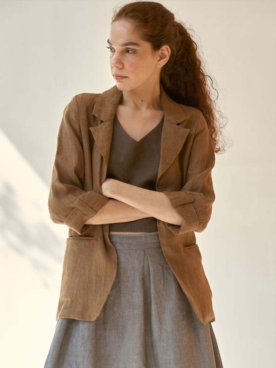  이키비 롱 스커트 오늘의 분위기 브라운 스커트 세트 - IKKIVI