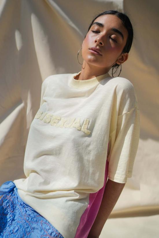  Abacaxi 반팔 티셔츠 아바카시 바이섹슈얼 티셔츠 버터/핑크