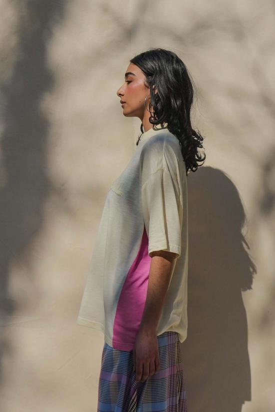  Abacaxi 반팔 티셔츠 아바카시 바이섹슈얼 티셔츠 버터/핑크 - OTHER BRANDS