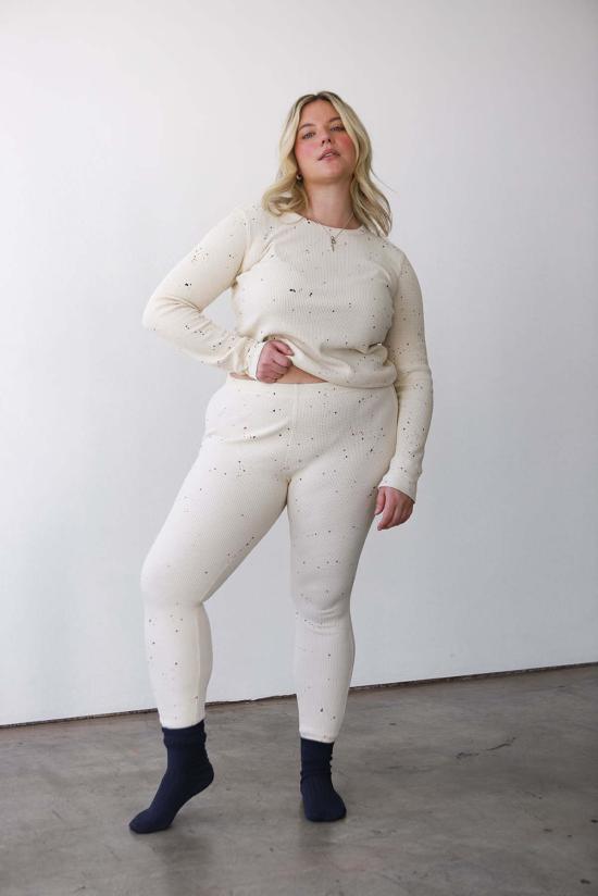  Noble 라운지 웨어 노블 와플 바텀 스플래터 프린트