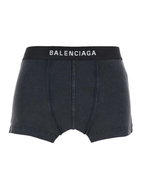  발렌시아가 숏 스커트 슬레이트 스트레치 코튼 미니 스커트, 워싱 처리된 블랙