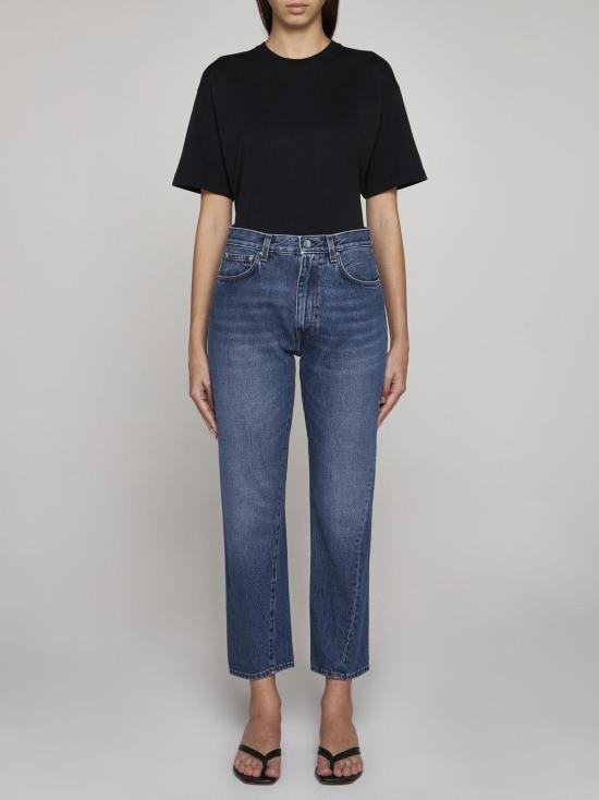  토템 반팔 티셔츠 코튼 티셔츠 블랙 - TOTEME