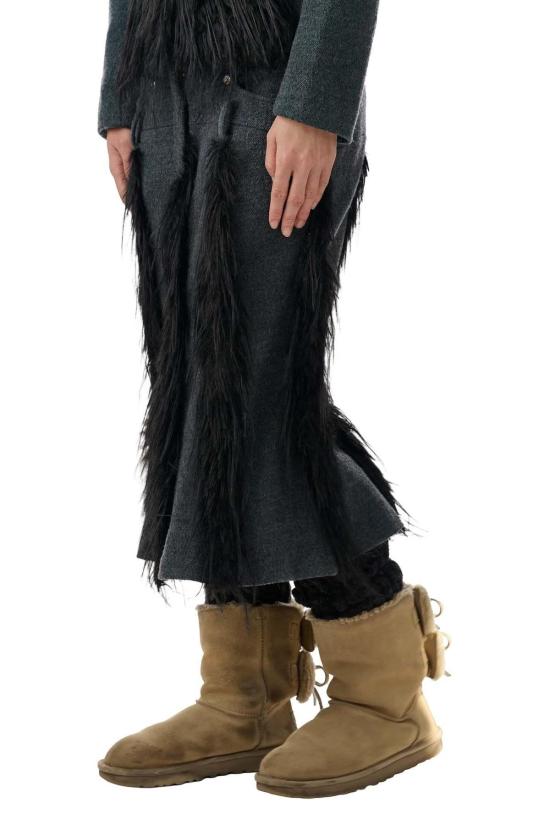  fey fey WORLDWIDE 미디 스커트 페이 페이 월드와이드 섀도우 더블 웨이스트 라인 스커트 - OTHER BRANDS