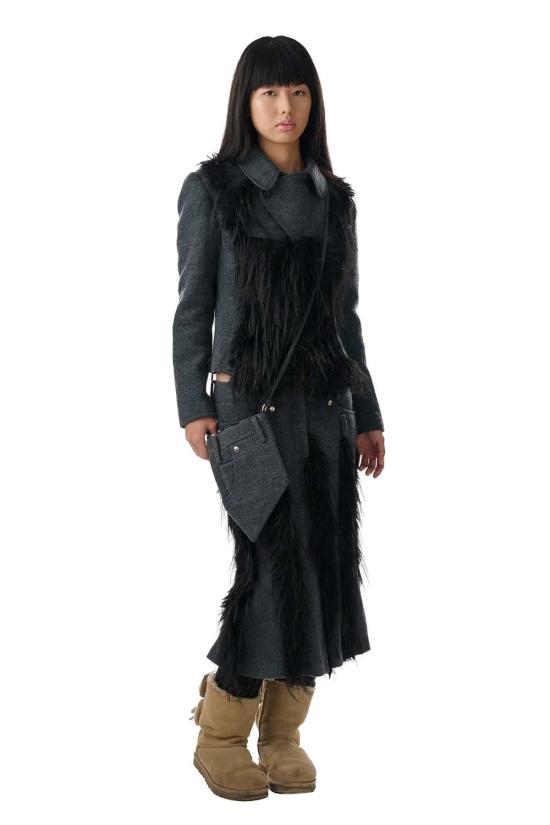  fey fey WORLDWIDE 미디 스커트 페이 페이 월드와이드 섀도우 더블 웨이스트 라인 스커트 - OTHER BRANDS