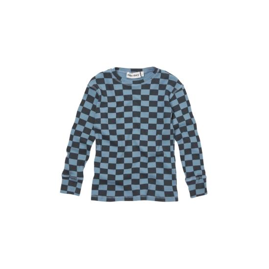  [키즈] Main Story 트레이닝 상의 키즈 메인 스토리 키즈 긴팔 골지 티셔츠 스톤 블루 체크