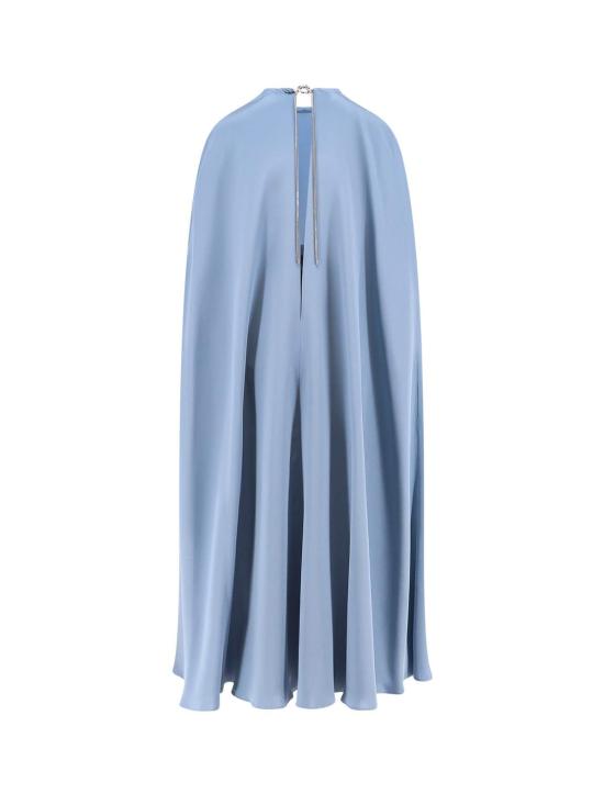  막스마라 롱 원피스 막스 마라 마나구아 실크 롱 드레스 (실크 케이프 및 금속 디테일 포함, 라이트 블루) - MAX MARA