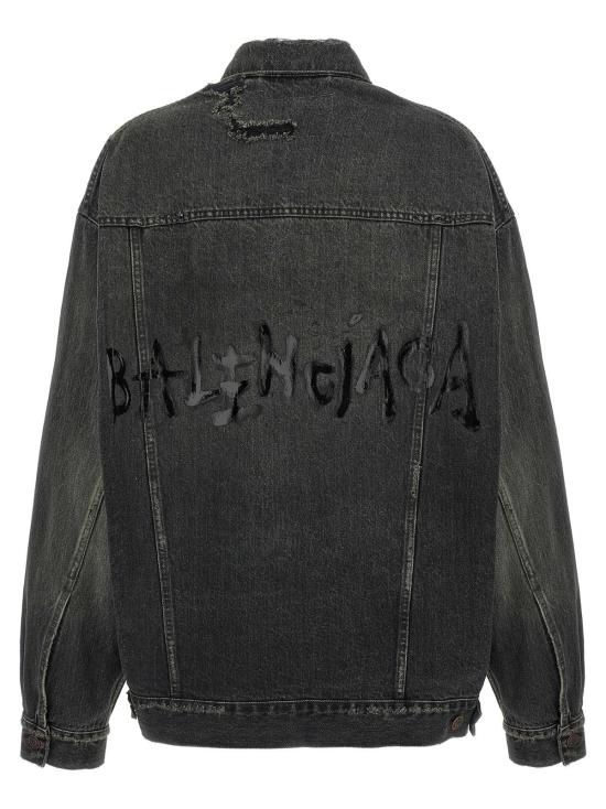  발렌시아가 데님 자켓 워싱 효과 데님 재킷 그레이 - BALENCIAGA