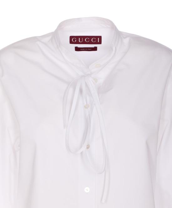  구찌 셔츠 코튼 포플린 자수 셔츠 화이트 - GUCCI