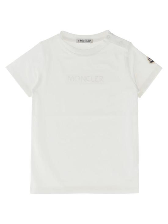  몽클레어 반팔 티셔츠 몽클레르 로고 자수 아동용 티셔츠 (화이트)