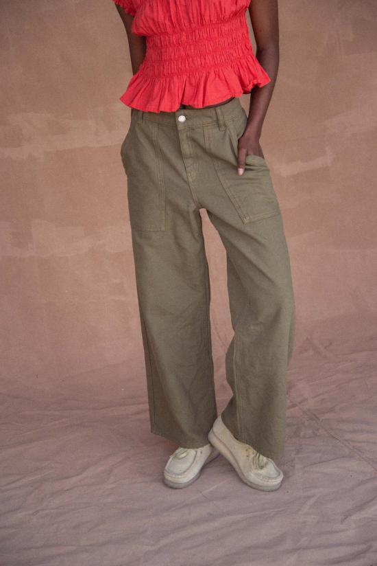  Sønderhaus 스트레이트 팬츠 Shan  아미 그린/블랙 - OTHER BRANDS