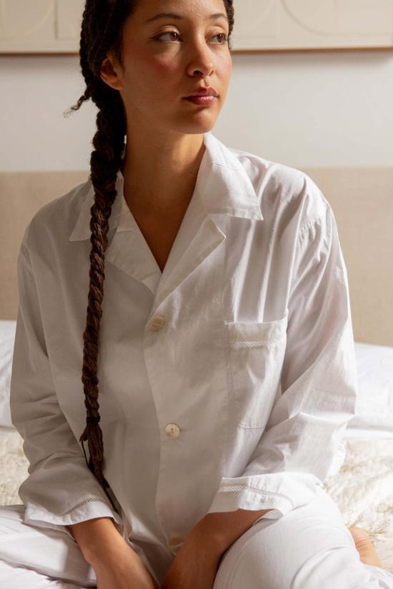  Erica Tanov 라운지 웨어 에리카 타노프 빅터 코튼 파자마 세트 화이트