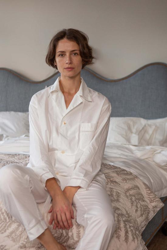  Erica Tanov 라운지 웨어 에리카 타노프 빅터 코튼 파자마 세트 화이트