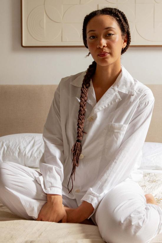  Erica Tanov 라운지 웨어 에리카 타노프 빅터 코튼 파자마 세트 화이트 - ERICA TANOV