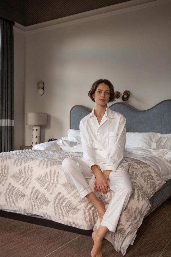  Erica Tanov 라운지 웨어 에리카 타노프 빅터 코튼 파자마 세트 화이트 - OTHER BRANDS