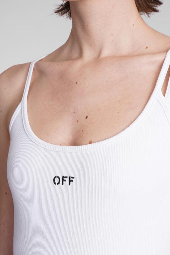  오프화이트 숏 원피스 오프 화이트 오프 스탬프 드레스 화이트/블랙 - OFF WHITE