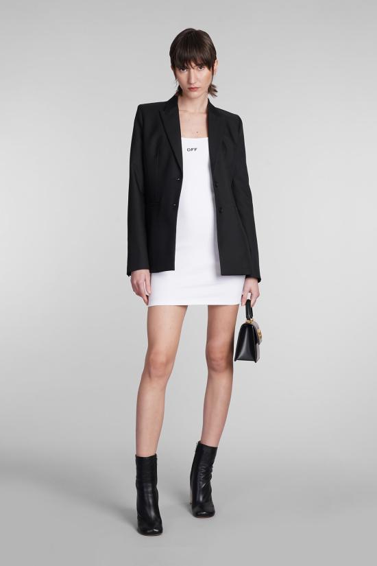  오프화이트 숏 원피스 오프 화이트 오프 스탬프 드레스 화이트/블랙 - OFF WHITE