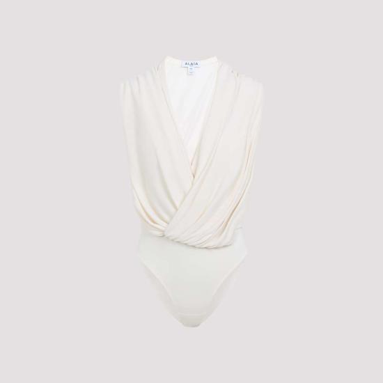  알라이아 바디수트 티셔츠 후드 바디수트 판나코타