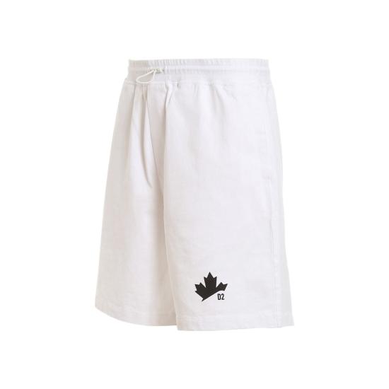  디스퀘어드2 숏팬츠 Dsquared2 D2 리프 쇼츠 화이트 - DSQUARED2