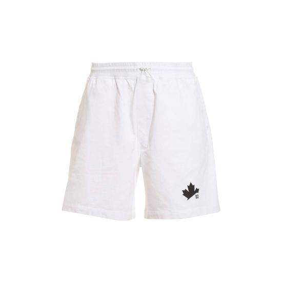  디스퀘어드2 숏팬츠 Dsquared2 D2 리프 쇼츠 화이트