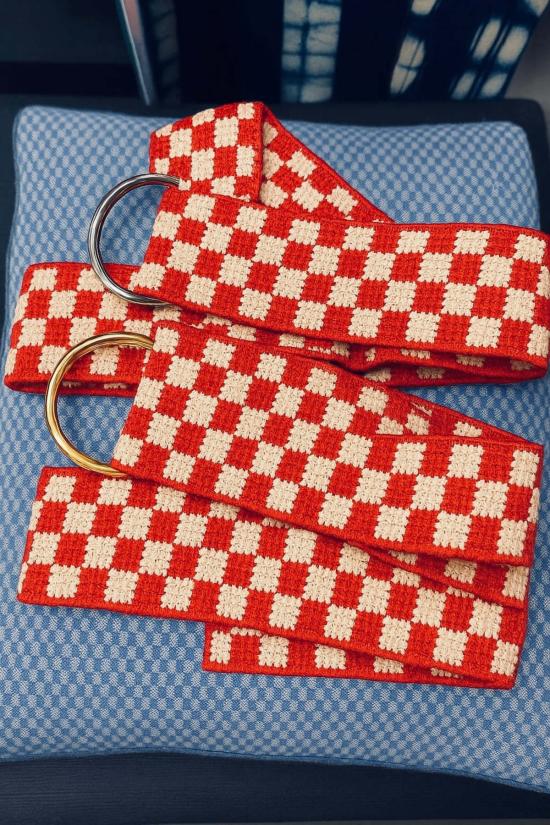  Yesaet 와이드 벨트 예사엣 체크 크로셰 - OTHER BRANDS